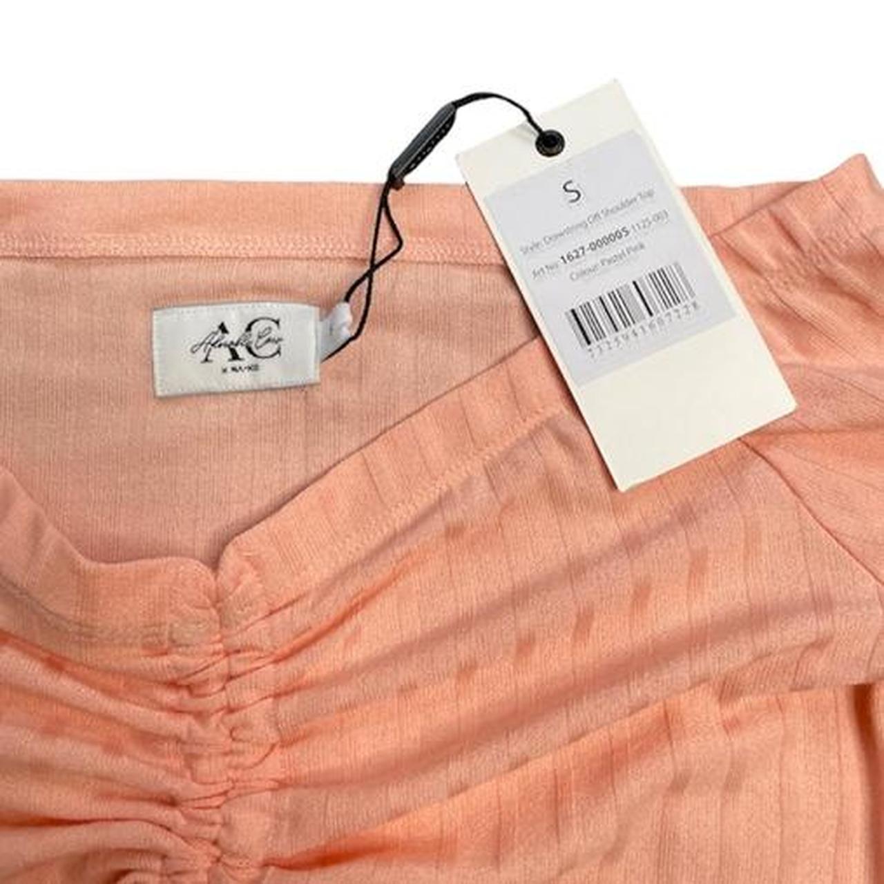 Long sleeve off the shoulder salmon pink crop top