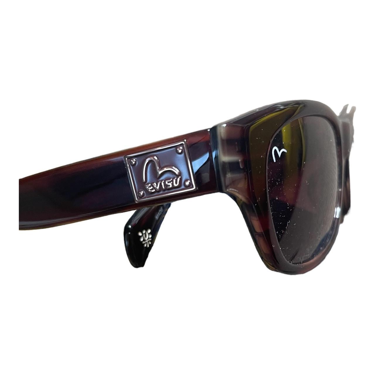 Evisu Men's Burgundy and Black Sunglasses