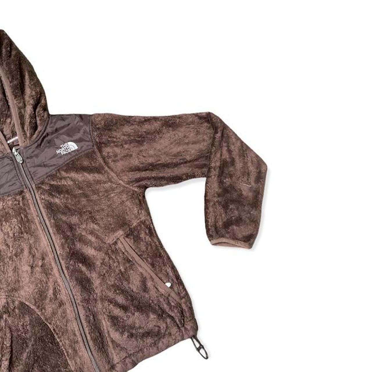 Fluffy brown the north face zip up hoodie