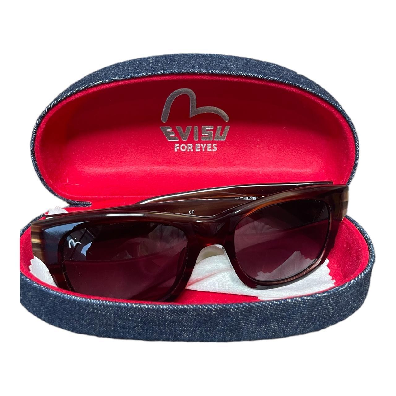 Evisu Men's Burgundy and Black Sunglasses