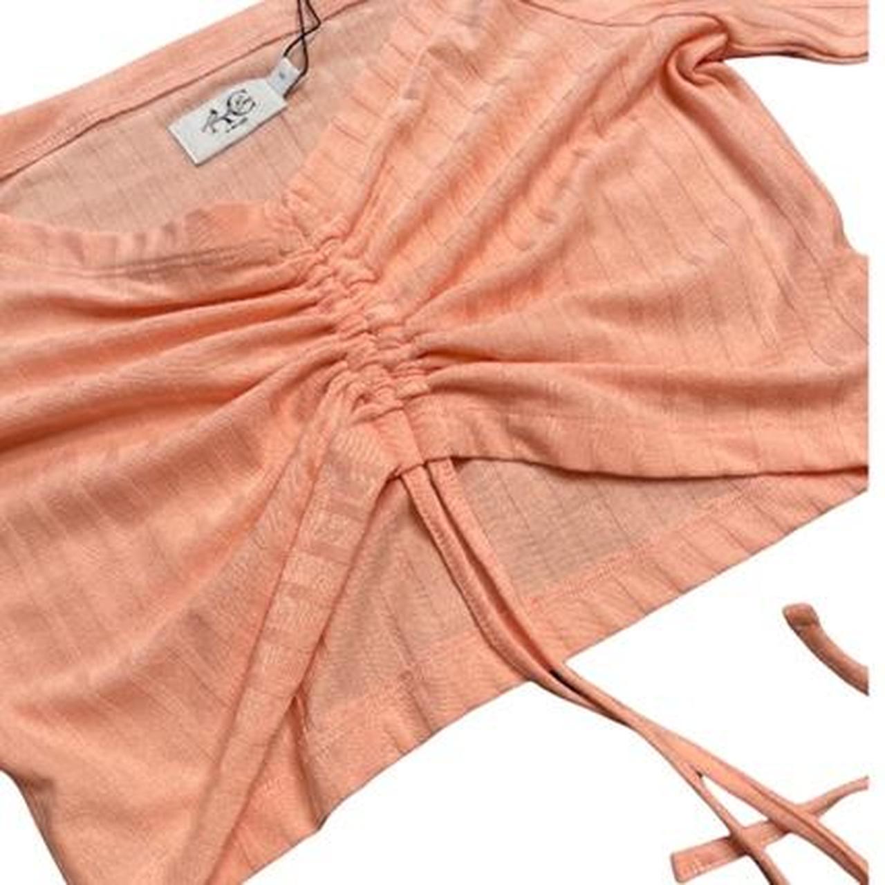 Long sleeve off the shoulder salmon pink crop top