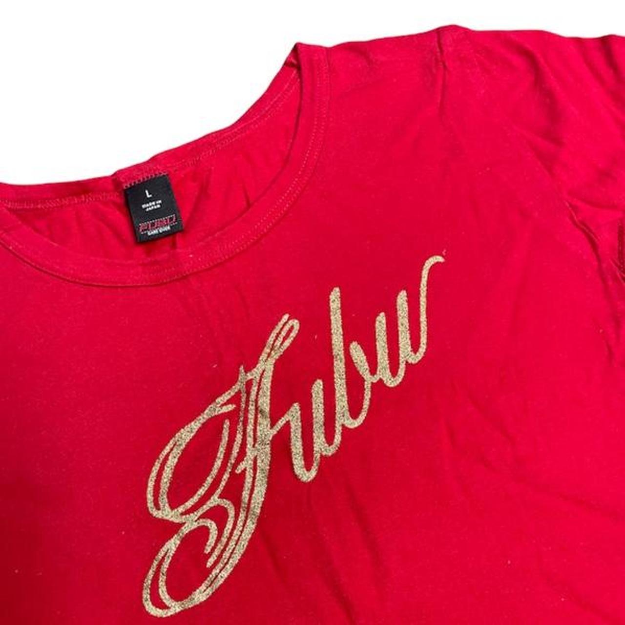 FUBU Women's Red and Gold Crop-top