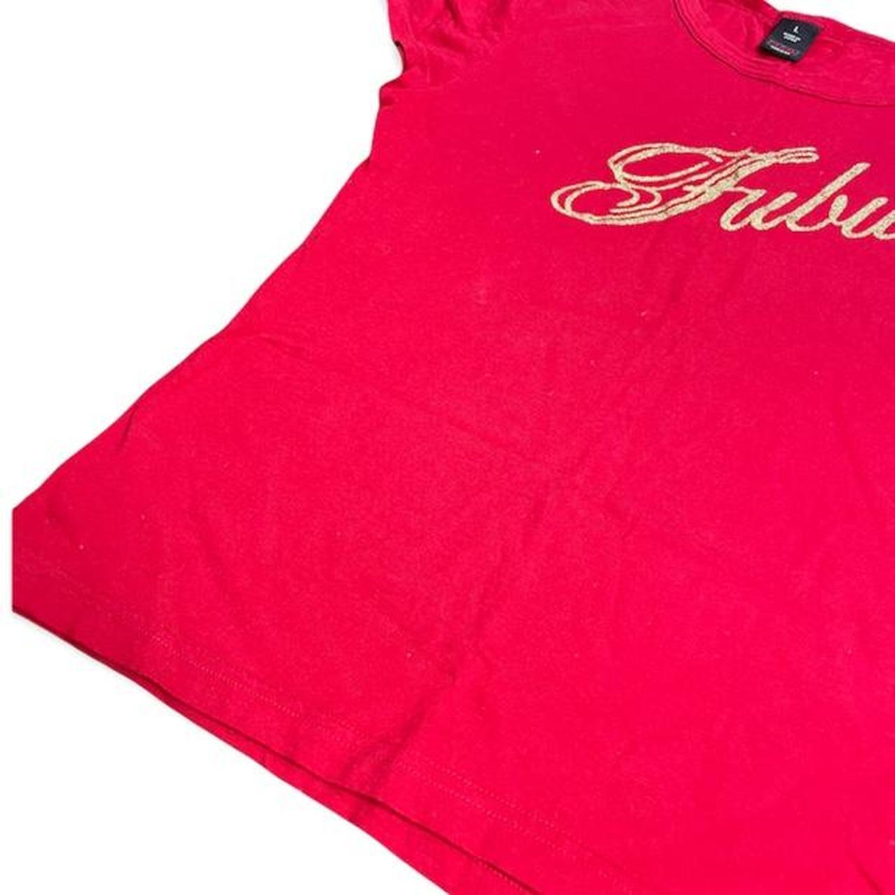 FUBU Women's Red and Gold Crop-top