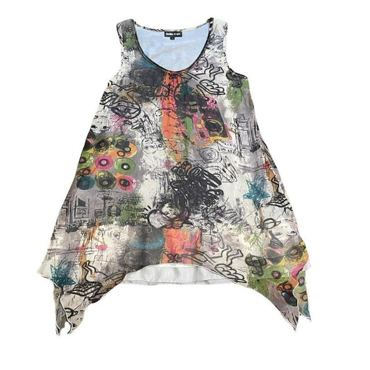 Super cute colourful double layer flower singlet shirt
