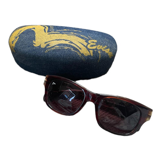 Evisu Men's Burgundy and Black Sunglasses