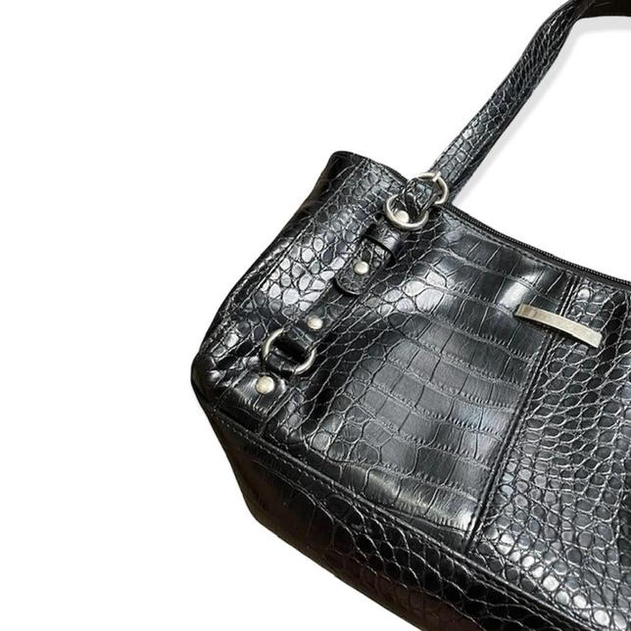 Alligator print black hand bag