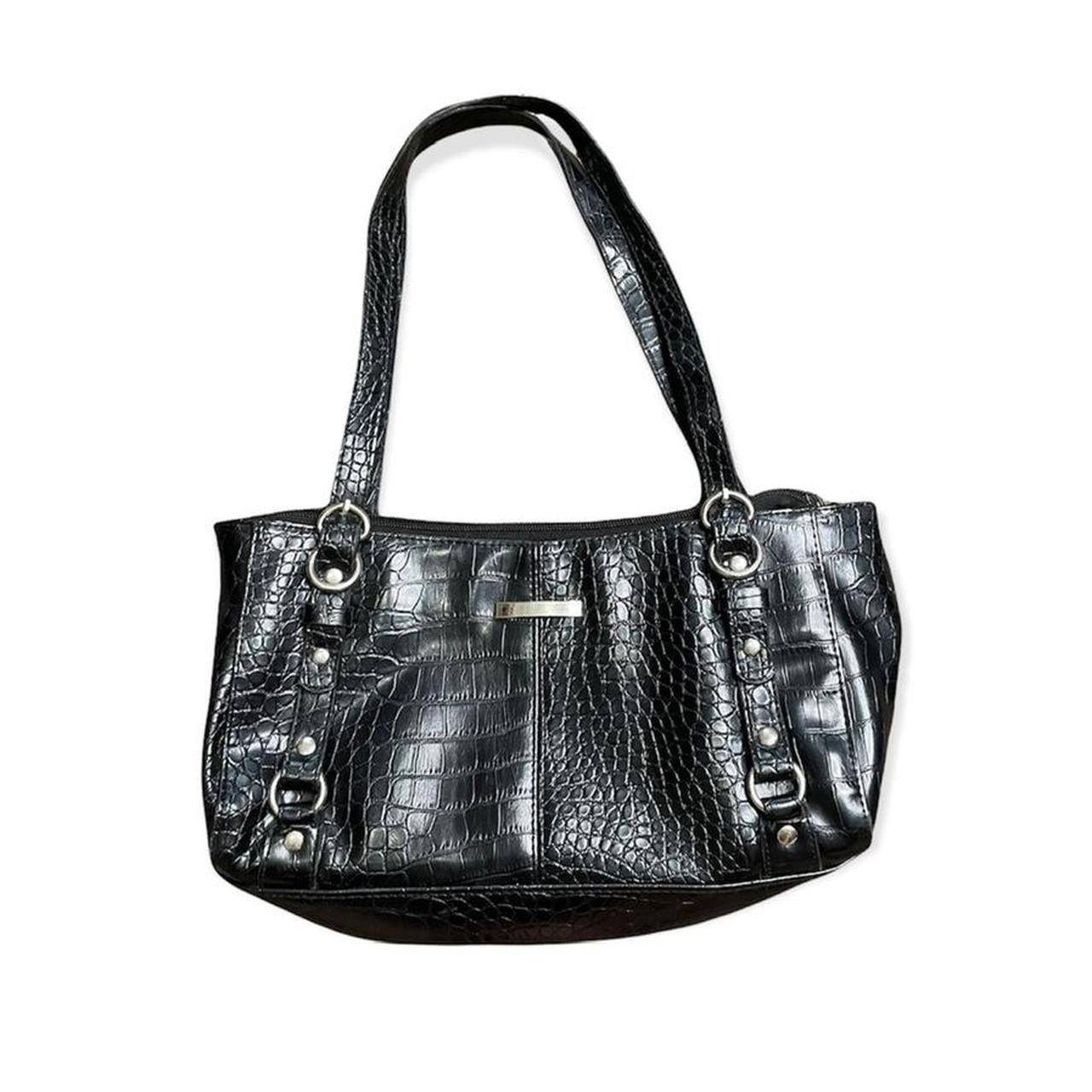 Alligator print black hand bag