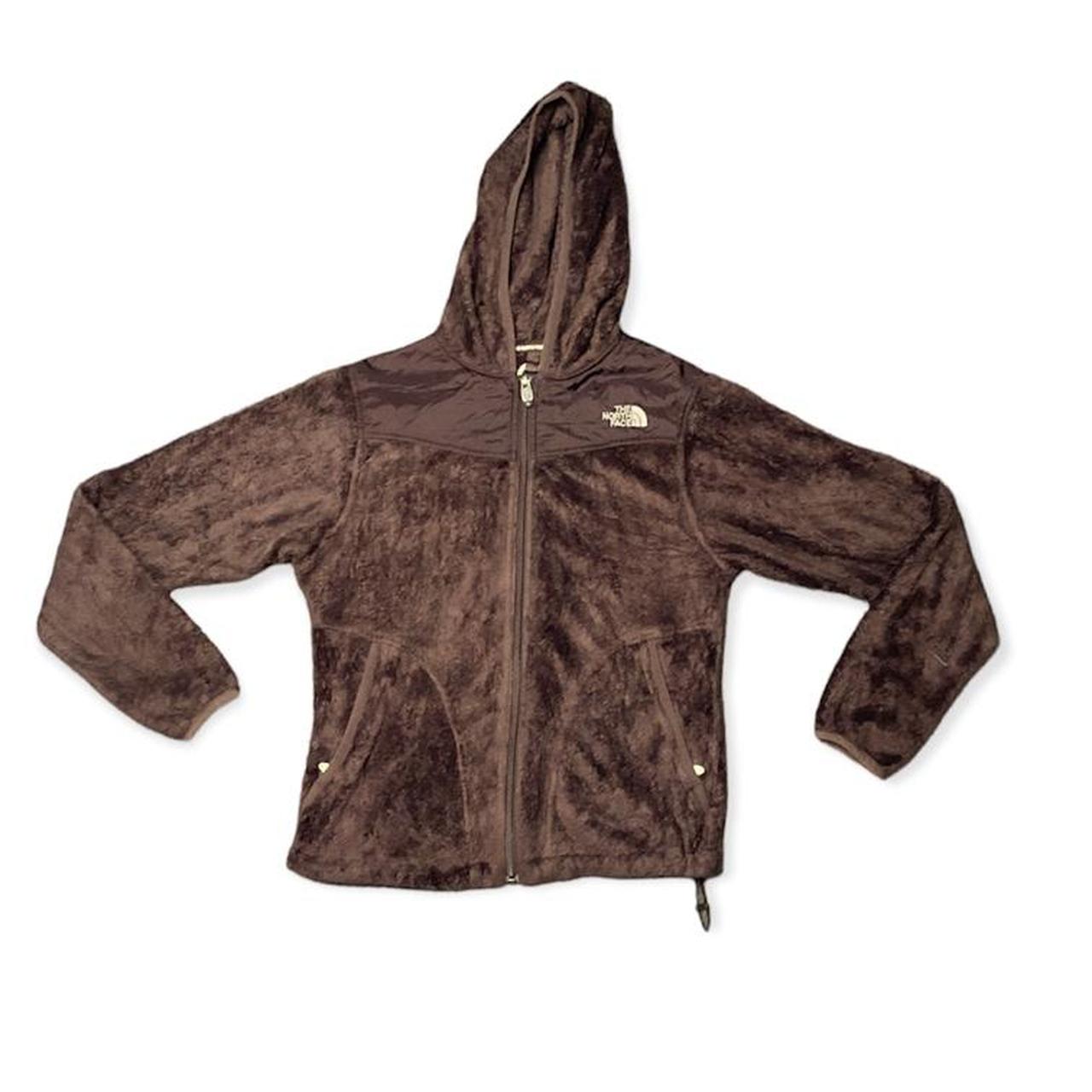 Fluffy brown the north face zip up hoodie